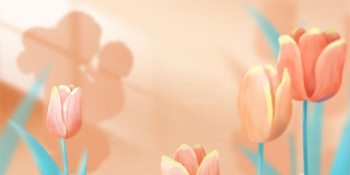 橙色郁金香母亲小孩剪影花朵唯美文艺小清新浪漫母亲节展板背景